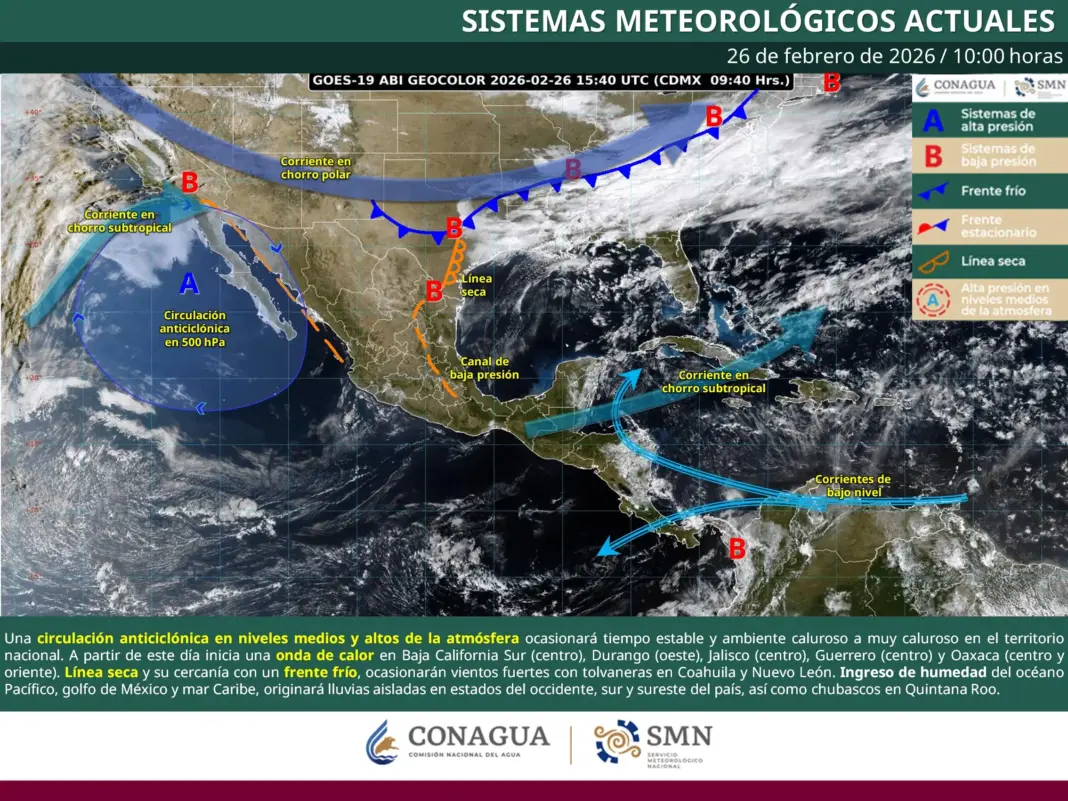 Mapa de pronóstico de onda de calor en México