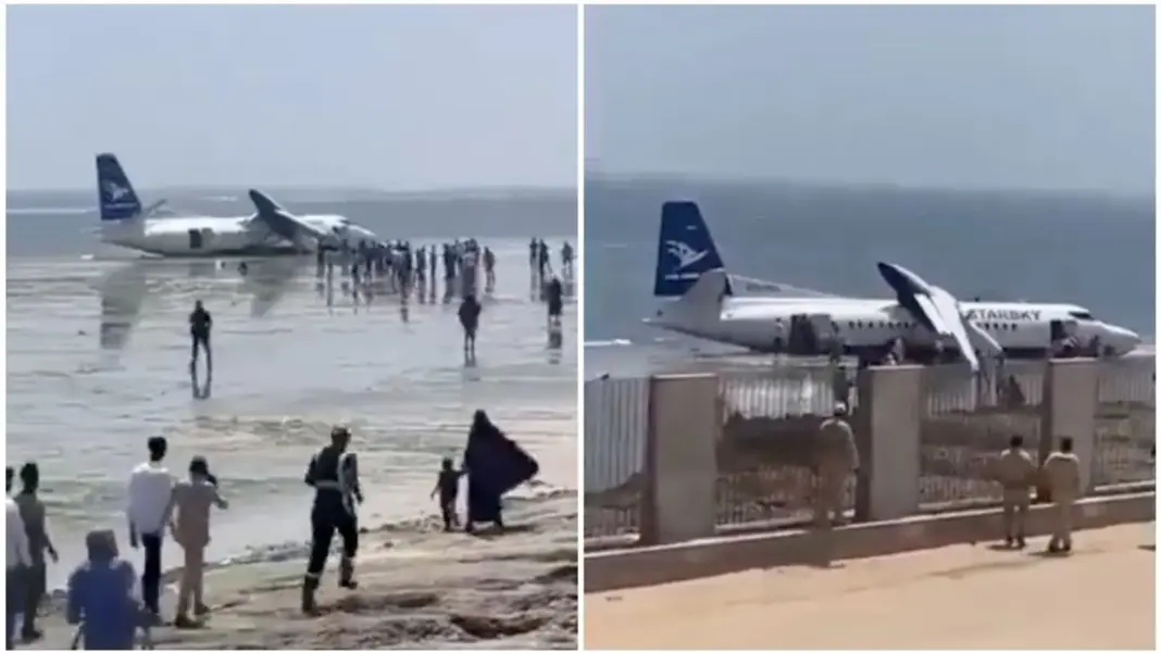 Avión con 55 personas se accidenta en playa de Somalia tras fallar en despegue | VIDEO Avión con 55 personas se accidenta en playa de Somalia tras fallar en despegue | VIDEO