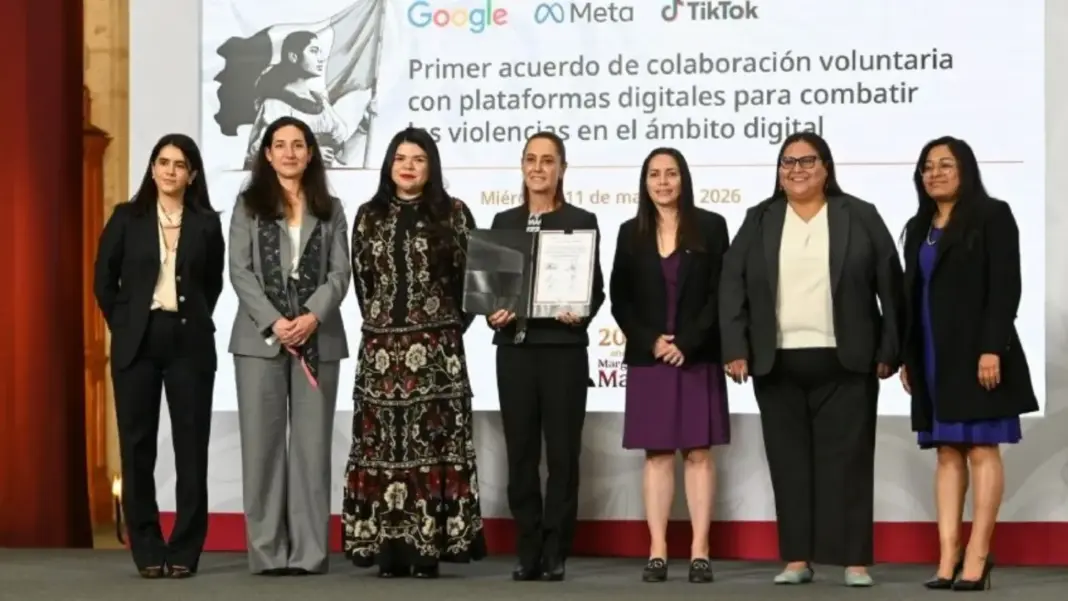 Sheinbaum firma acuerdo con TikTok, Google y Meta para eliminar violencia digital contra mujeres Sheinbaum firma acuerdo con TikTok, Google y Meta para eliminar violencia digital contra mujeres